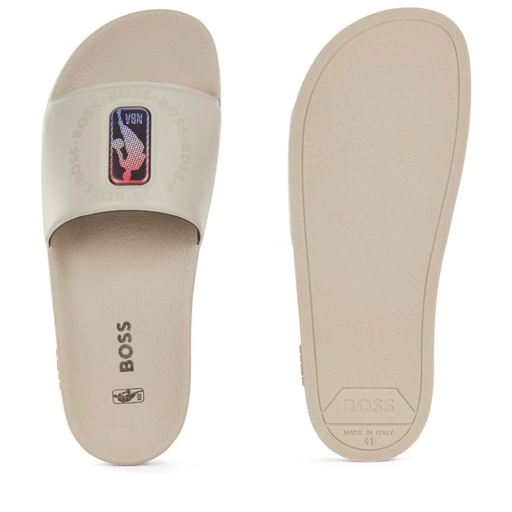 ❤️❤️HUGO BOSS Collaborative Brand Print NBA Slides